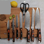 15-Piece Kitchen Knife Set | Red Wooden Handle Stainless Steel