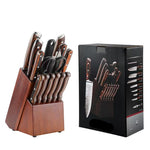 15-Piece Kitchen Knife Set | Red Wooden Handle Stainless Steel