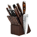 15-Piece Kitchen Knife Set | Red Wooden Handle Stainless Steel