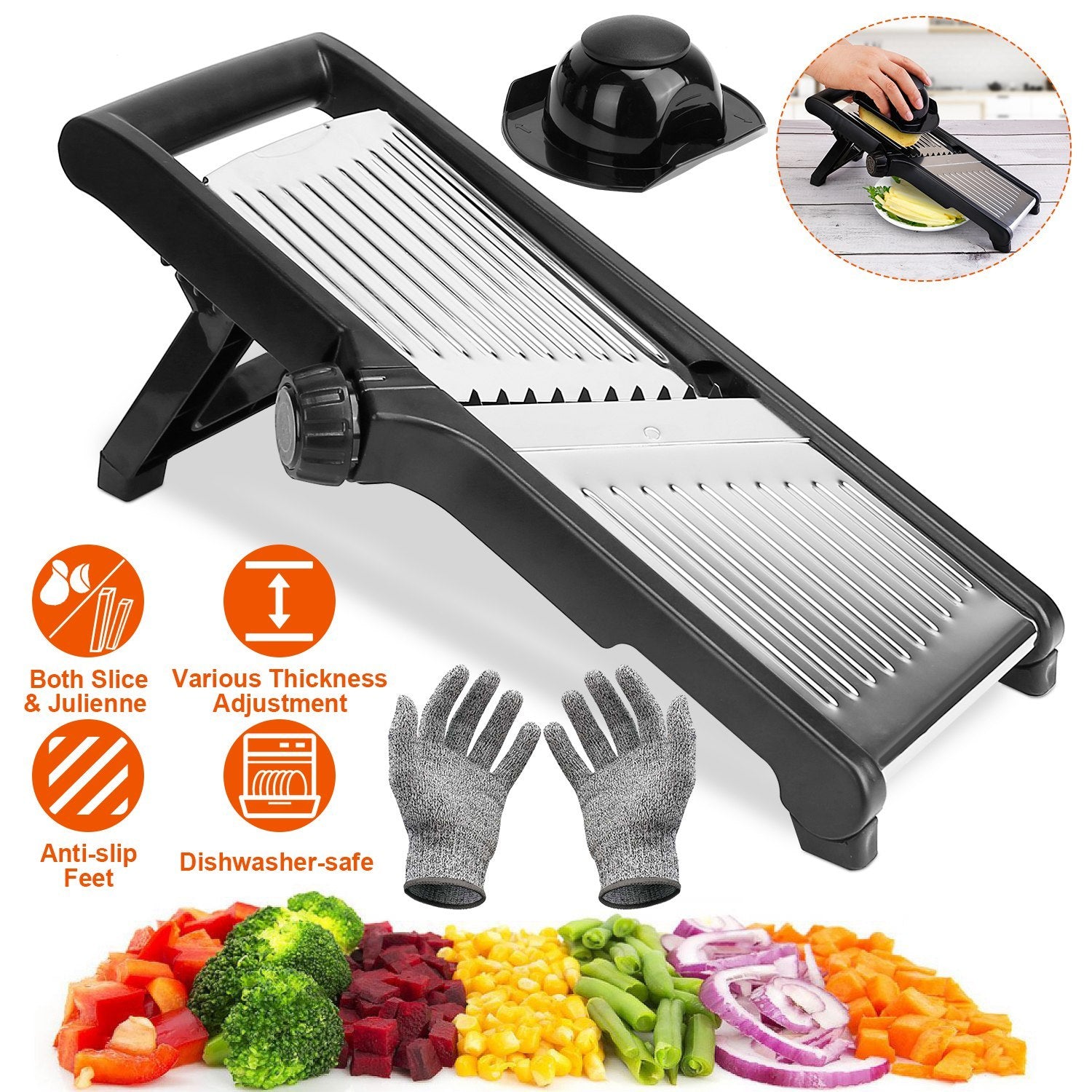 1Pc Mandoline Food Slicer – Adjustable Stainless Steel Vegetable Cutter