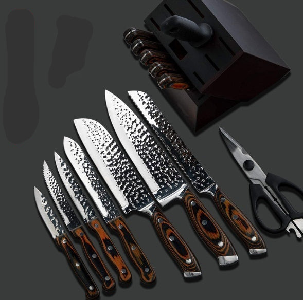 15-Piece Kitchen Knife Set | Red Wooden Handle Stainless Steel