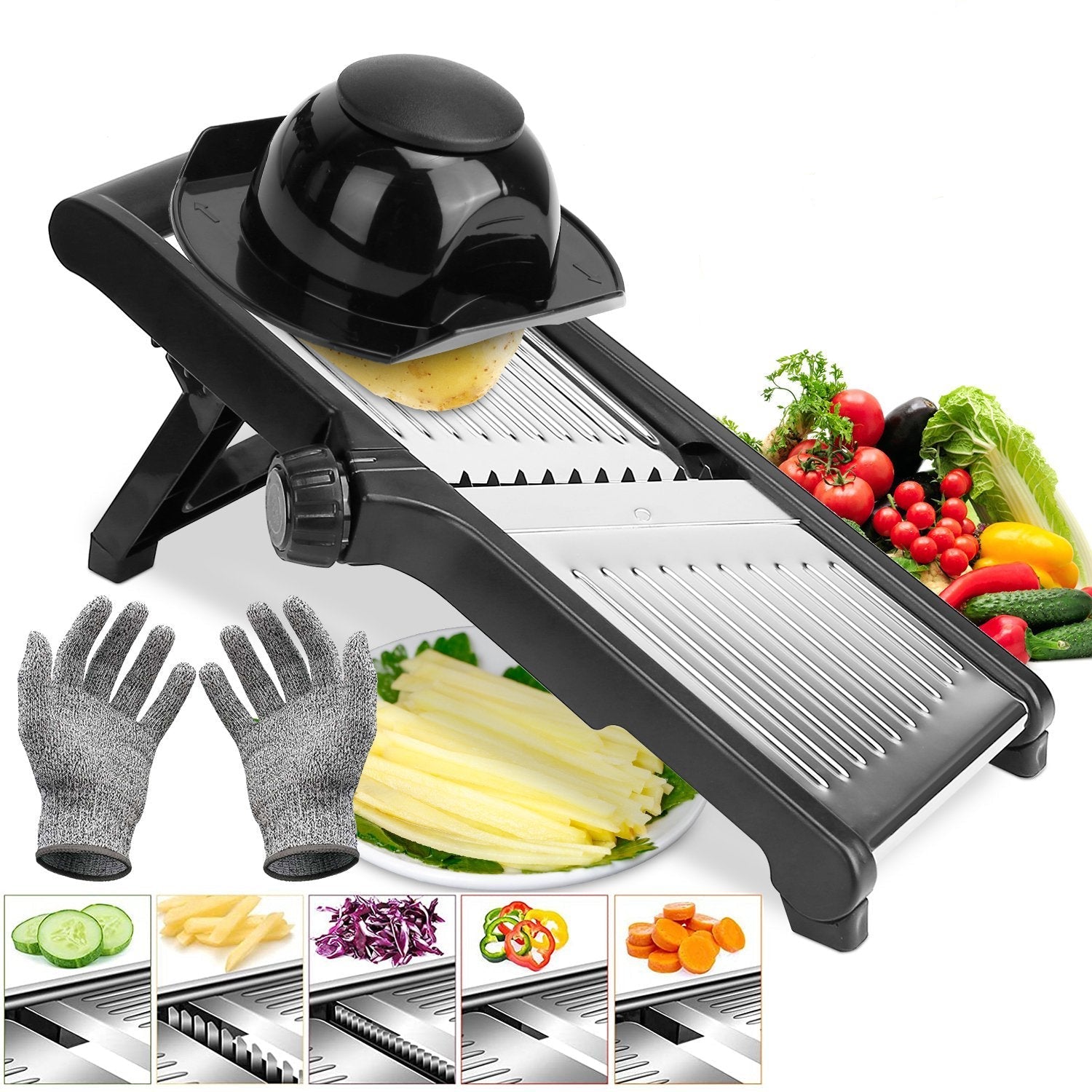 1Pc Mandoline Food Slicer – Adjustable Stainless Steel Vegetable Cutter